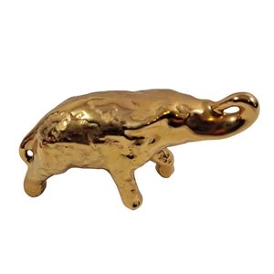 Vintage Gold Weeping Gold Elephant Figurine Ceramic